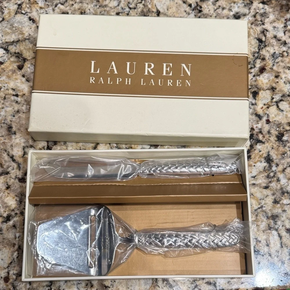 Lauren Ralph Lauren Equestrian Braid 2 piece cheese knife set New in box